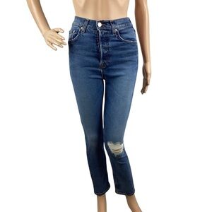 GRLFRND The Piper Jeans Super High Rise Crop Skinny Distressed Stretch Denim 23